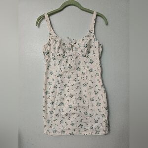 Victoria’s Secret Floral Stretchy Denim Corset Cami Cream Dress Midi Medium